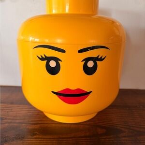 Large 10.5”x 9.5” LEGO Minifigure Head Storage Container - Female Face - EUC